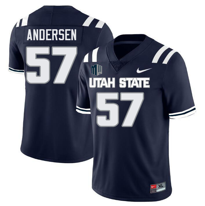 Utah State Aggies #57 Trey Andersen College Football Jerseys Stitched-Navy